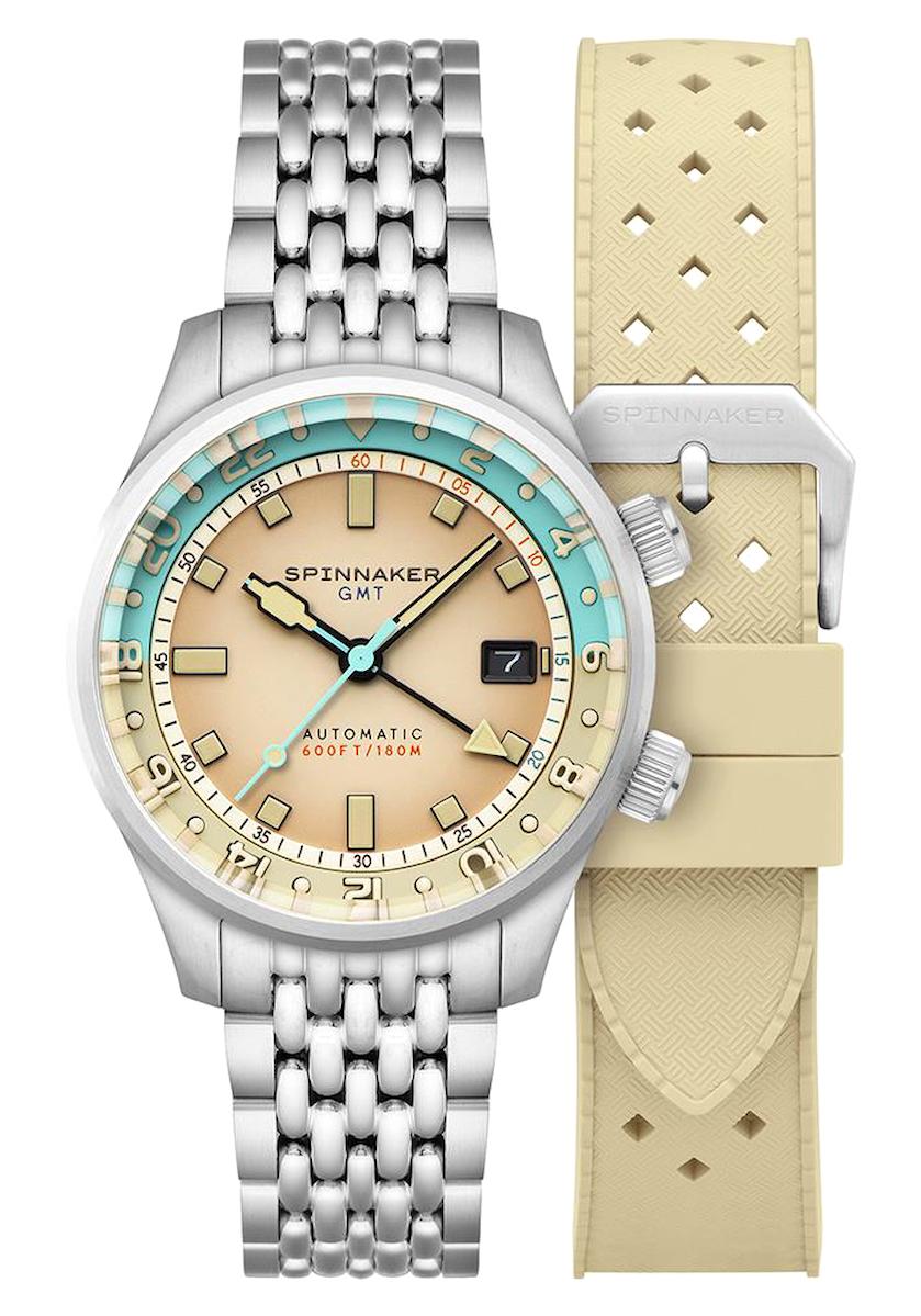 Spinnaker SP-5121-77 Takvimli 44 mm Gri-Krem Çelik - Silikon Kordon Analog Erkek Kol Saati