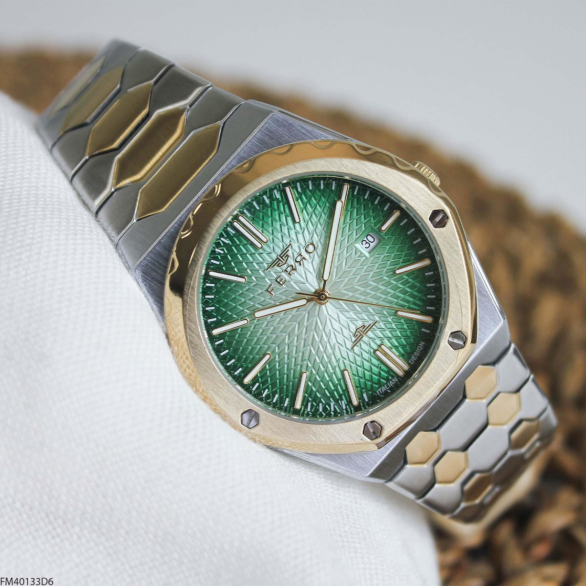 Ferro FM40133D6 Takvimli 41 mm Altın-Çelik Kordon Analog Erkek Kol Saati
