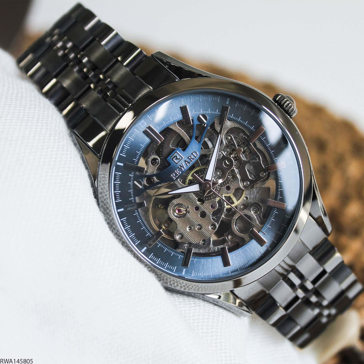 Reward RWA145805 44 mm Füme Çelik Kordon Analog Erkek Kol Saati