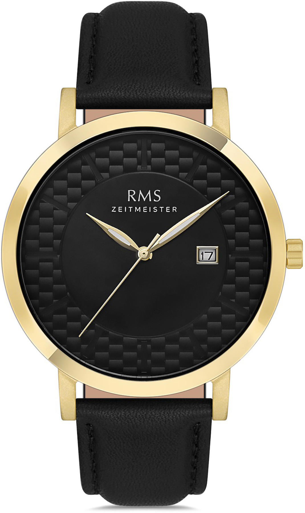 Romanson GR.1.AG1430.12 Takvimli 43 mm Siyah Deri Kordon Analog Kol Saati