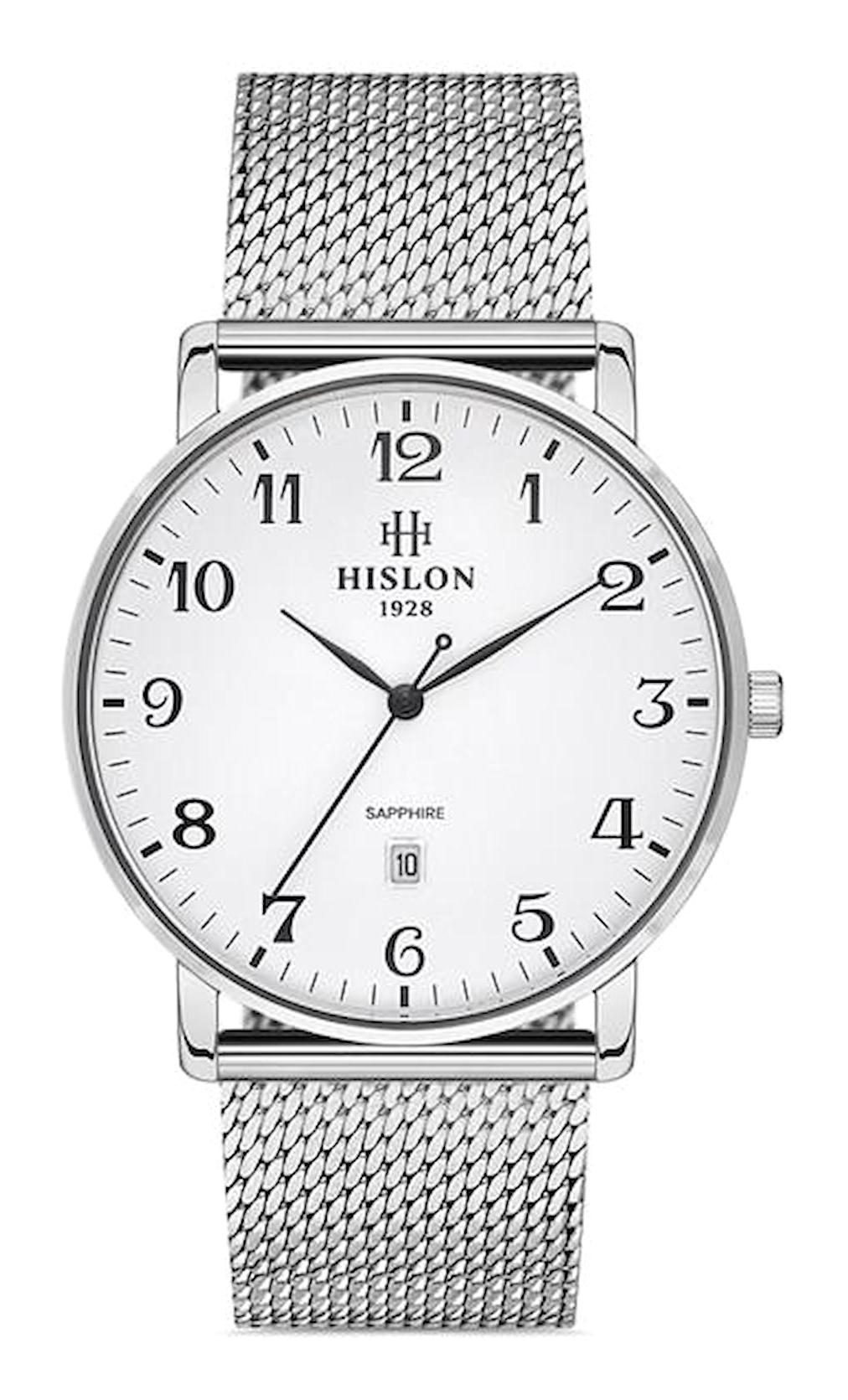 Hislon CL124S-15SS Takvimli 40 mm Çelik Kordon Analog Erkek Kol Saati
