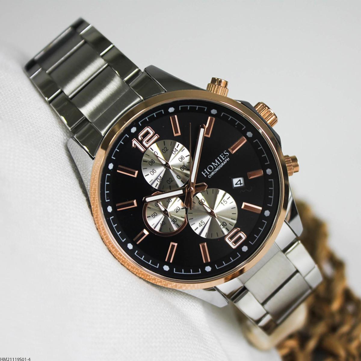 Homies HM21119S01-4 Pusulalı Takvimli Çelik Kordon Analog Erkek Kol Saati