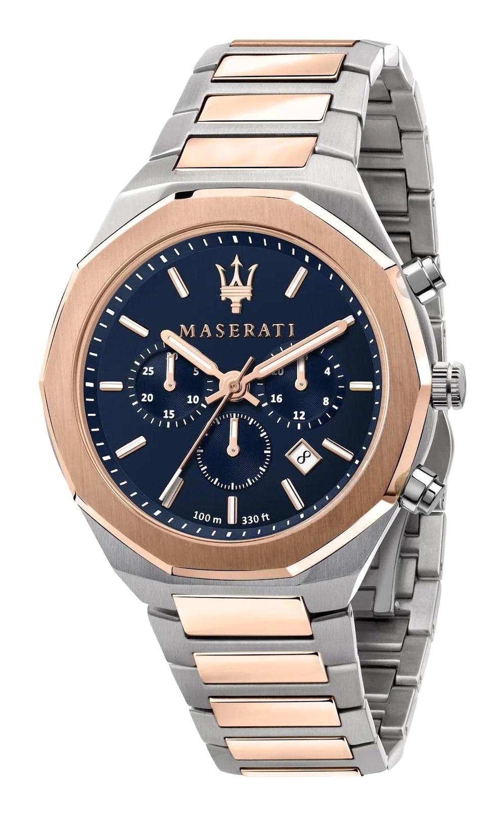 Maserati R8873642002 Takvimli 45 mm Gri-Rose Gold Çelik Kordon Analog Erkek Kol Saati