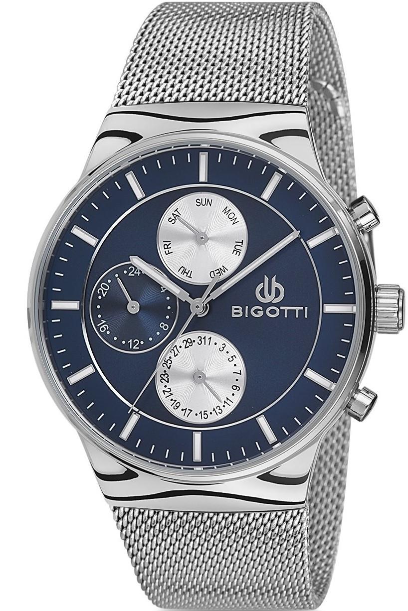 Bigotti BGT01301B-04 Takvimli 45 mm Çelik-Hasır Kordon Analog Erkek Kol Saati