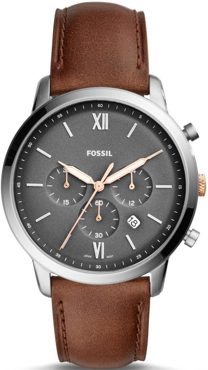 Fossil FS5408 Takvimli 44 mm Kahverengi Metal Kordon Analog Erkek Kol Saati