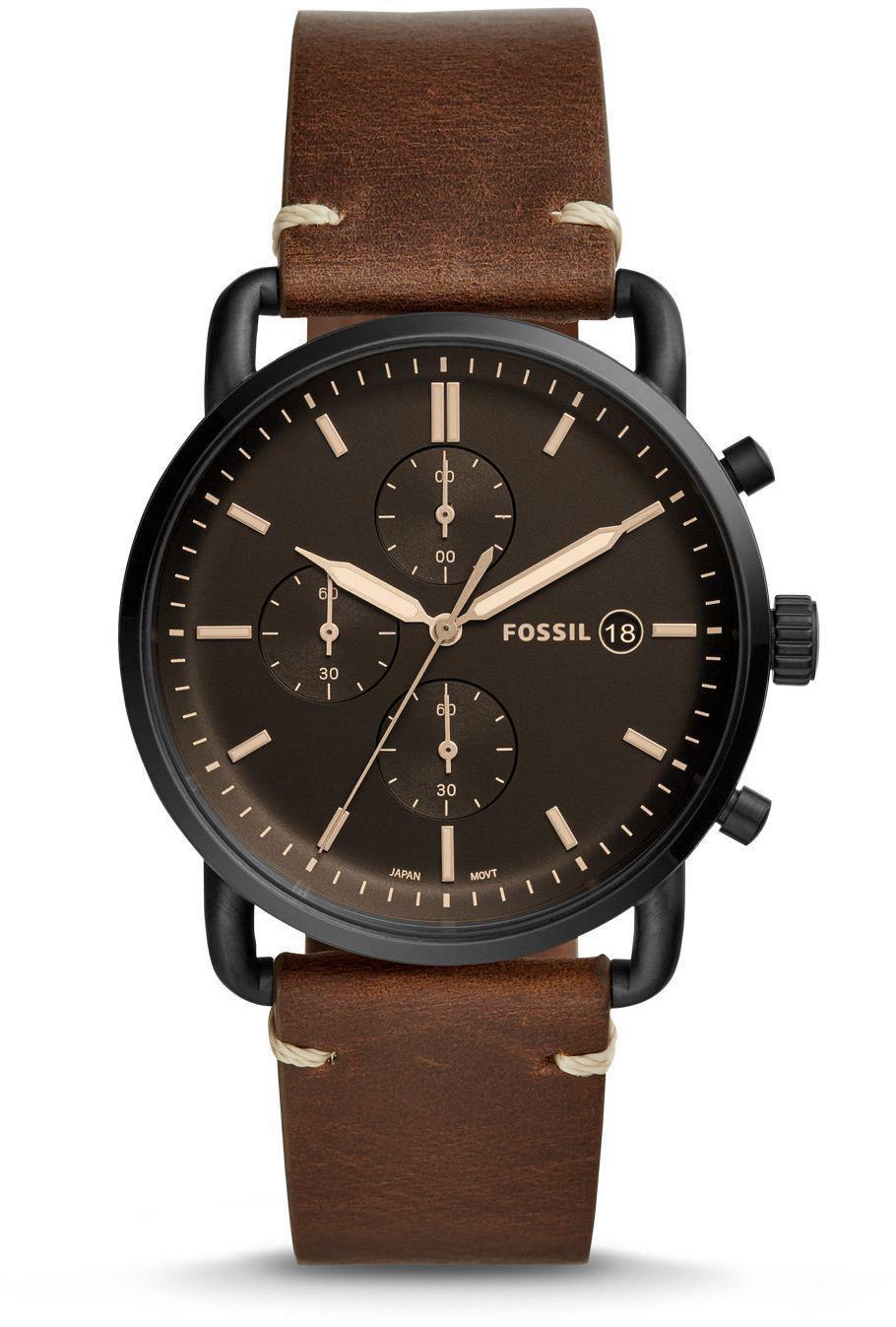 Fossil FS5403 Takvimli 44 mm Kahverengi Deri Kordon Analog Erkek Kol Saati
