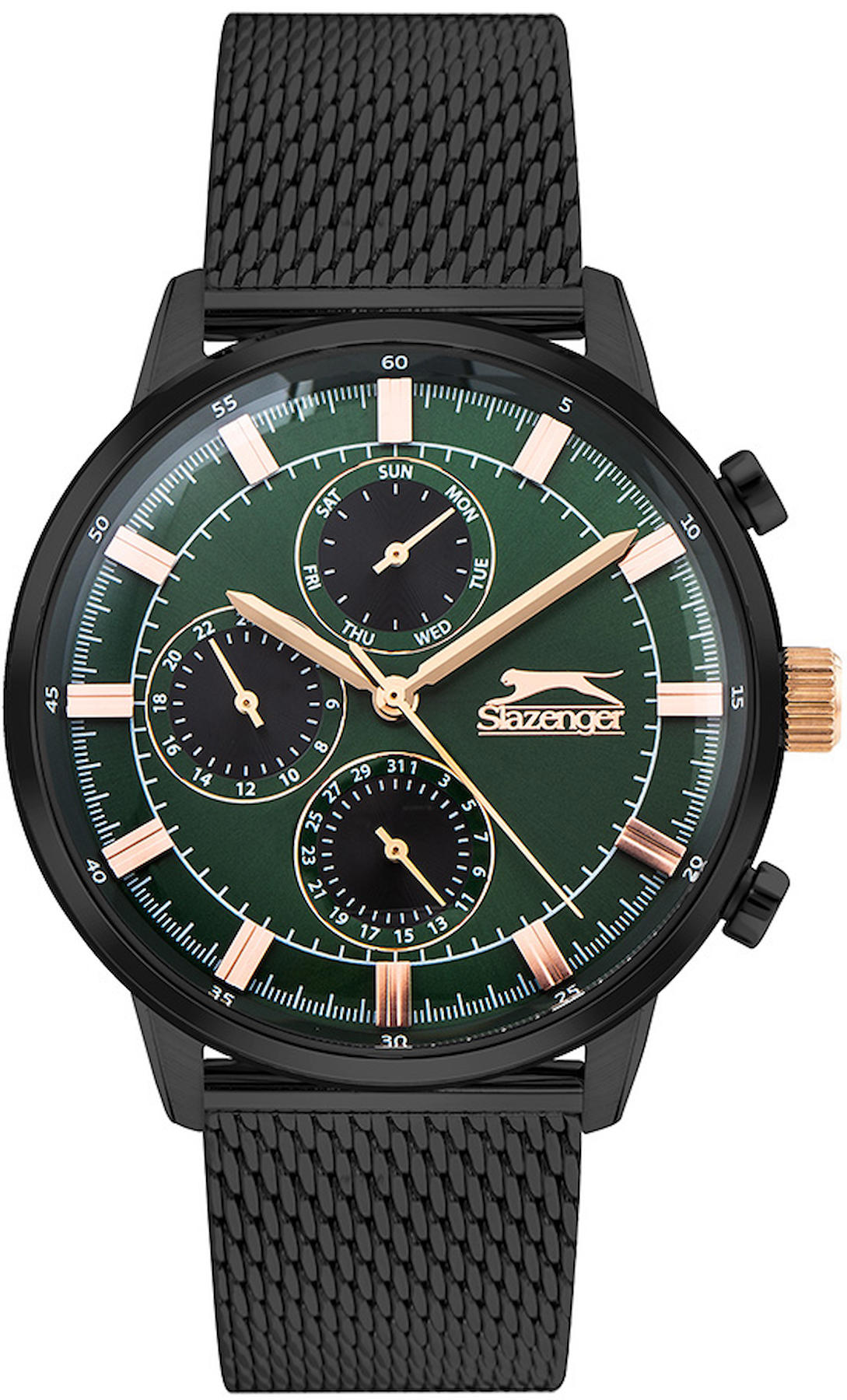 Slazenger SL.09.2262.2.06 Takvimli 45 mm Siyah Çelik Kordon Analog Erkek Kol Saati
