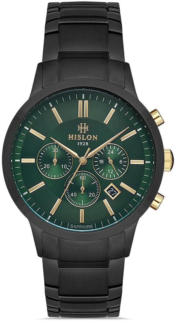 Hislon DT115B-15SG Pusulalı Takvimli 41 mm Siyah Çelik Kordon Analog Erkek Kol Saati