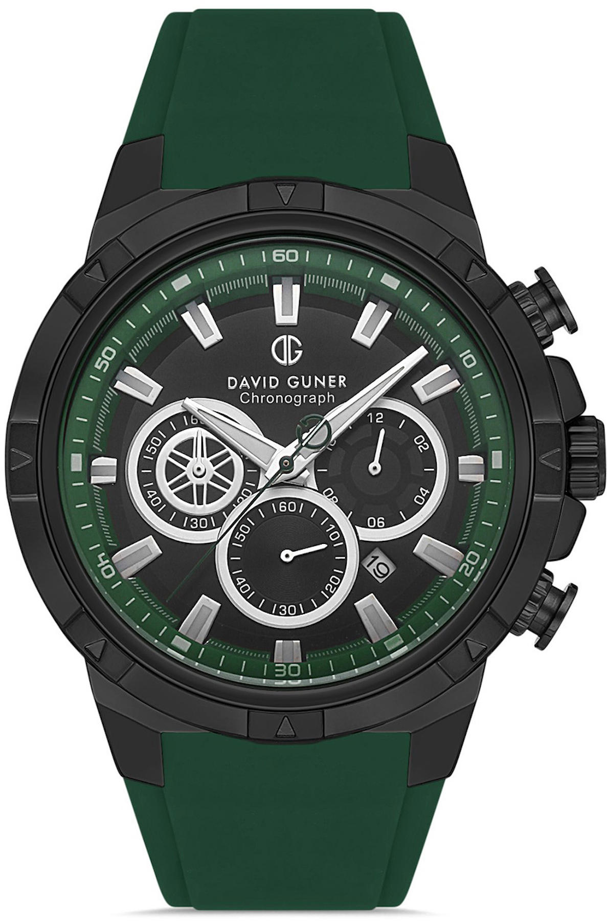 David Guner DG-8497GD-ZF2 Takvimli 42 mm Yeşil Silikon Kordon Analog Kol Saati