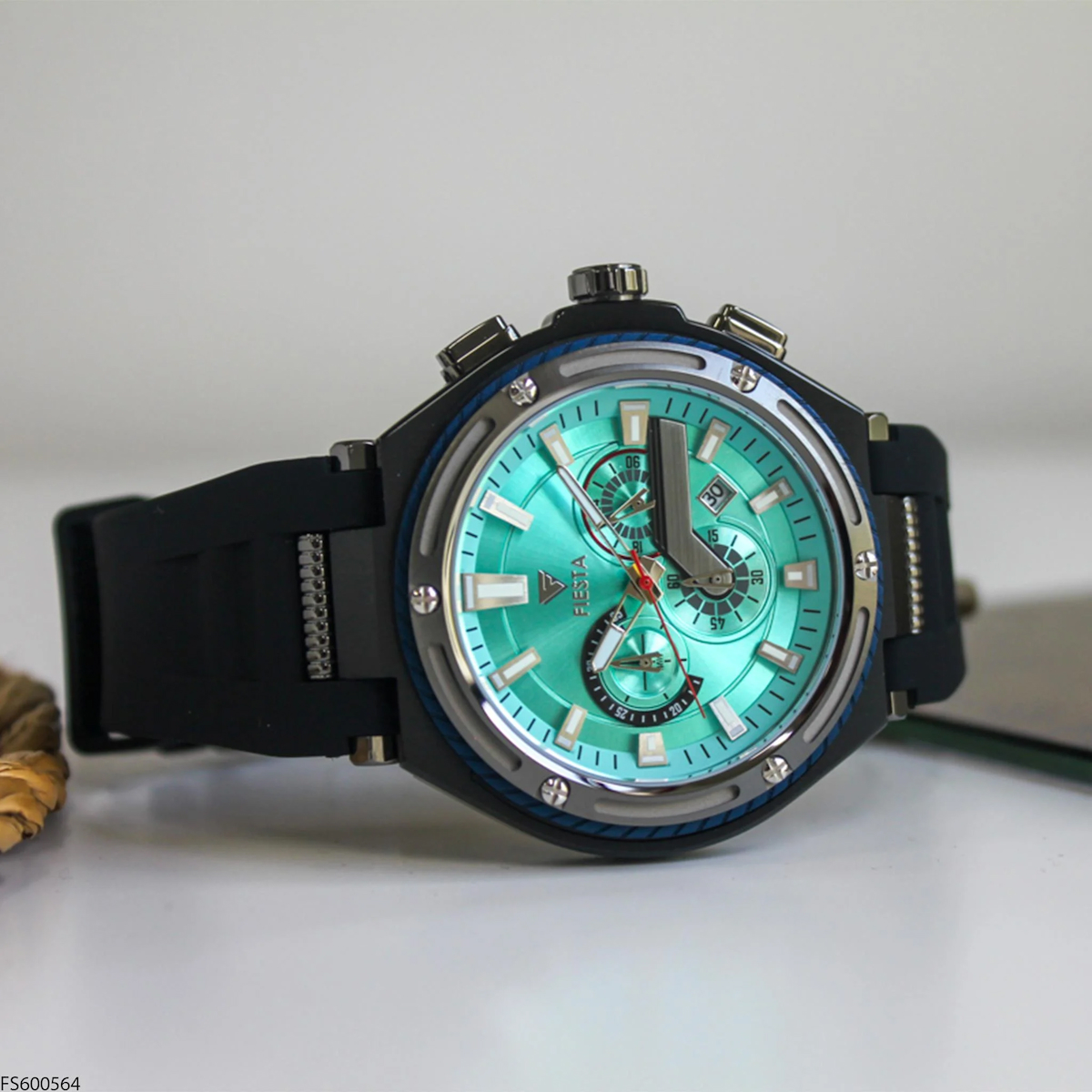 Fiesta FS600564 Takvimli 50 mm Siyah Silikon Kordon Analog Erkek Kol Saati