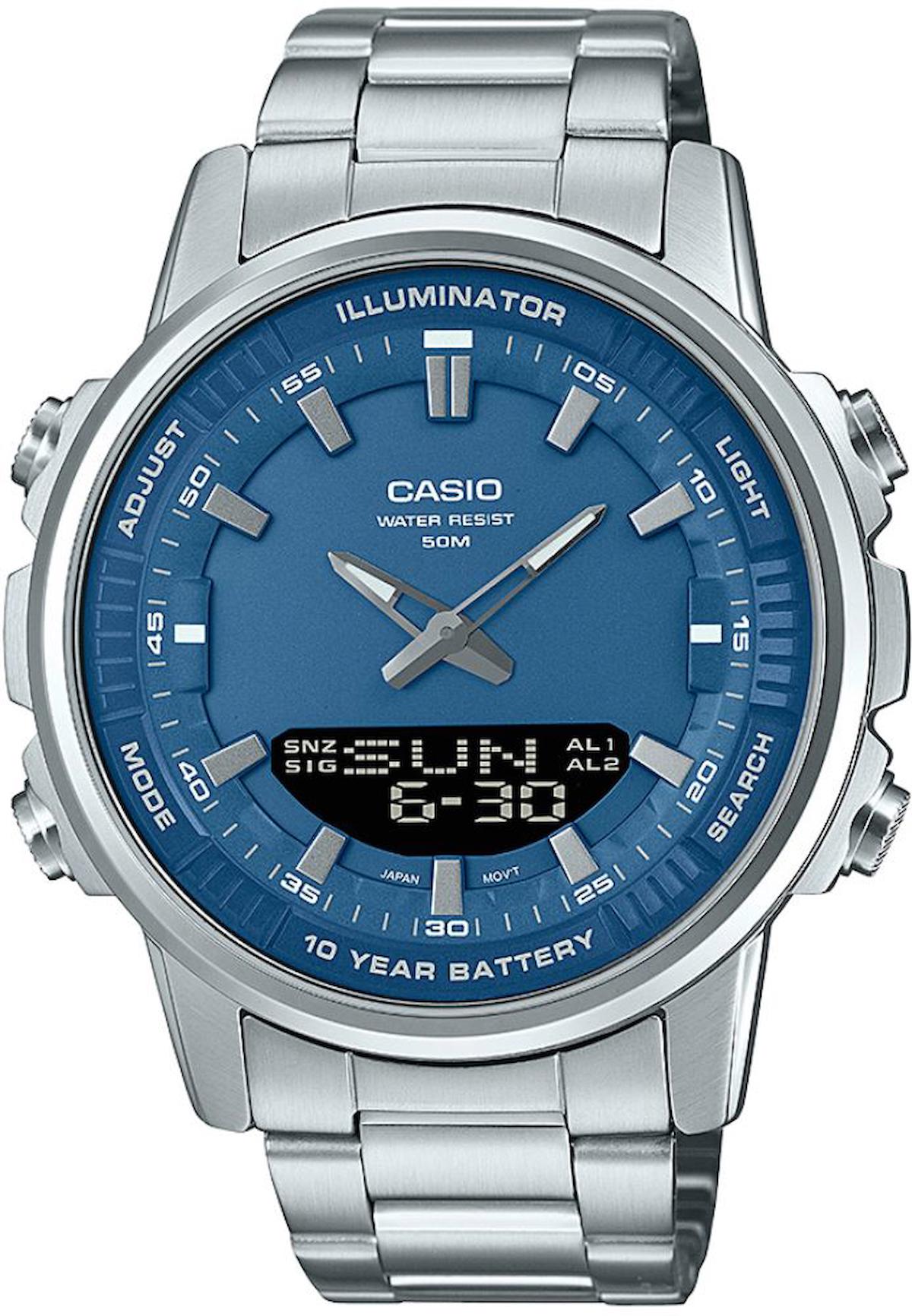 Casio AMW-880D-2A1VDF Takvimli 47 mm Çelik Kordon Analog Erkek Kol Saati