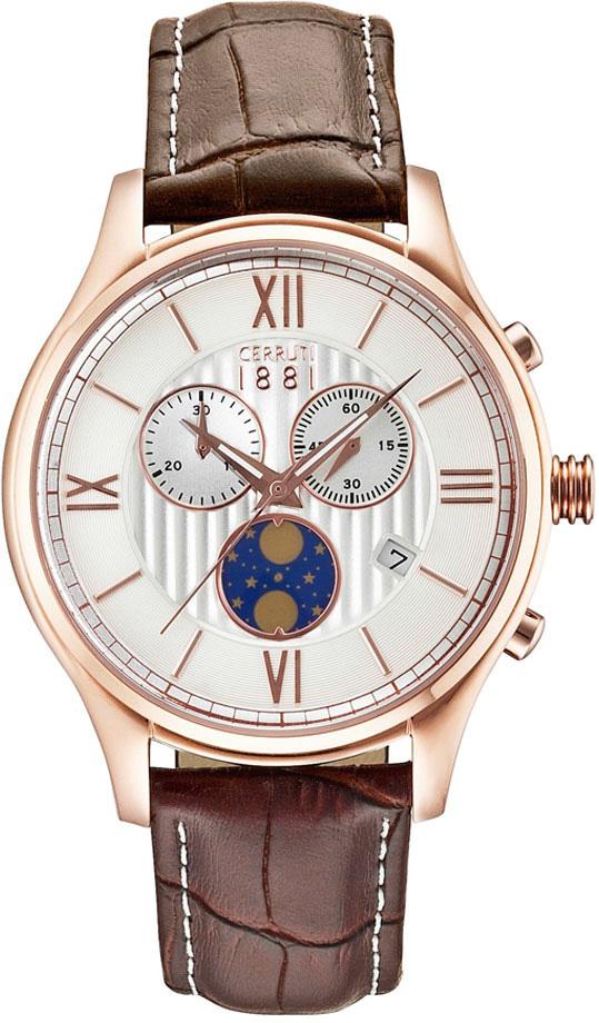 Cerruti 1881 CRA119SR04BR Takvimli Kahverengi Deri Kordon Analog Kol Saati