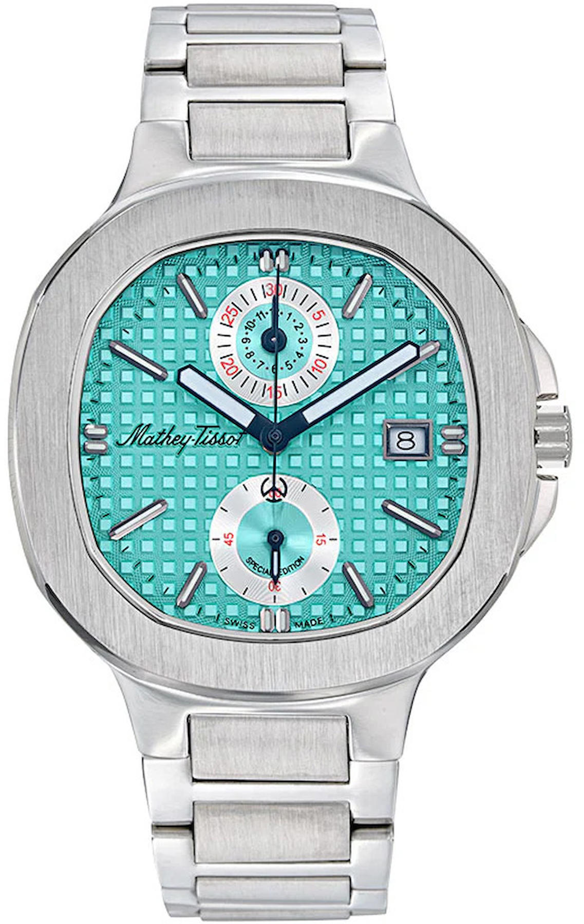 Mathey-Tissot H152CHATI Takvimli 42 mm Çelik Kordon Analog Kol Saati