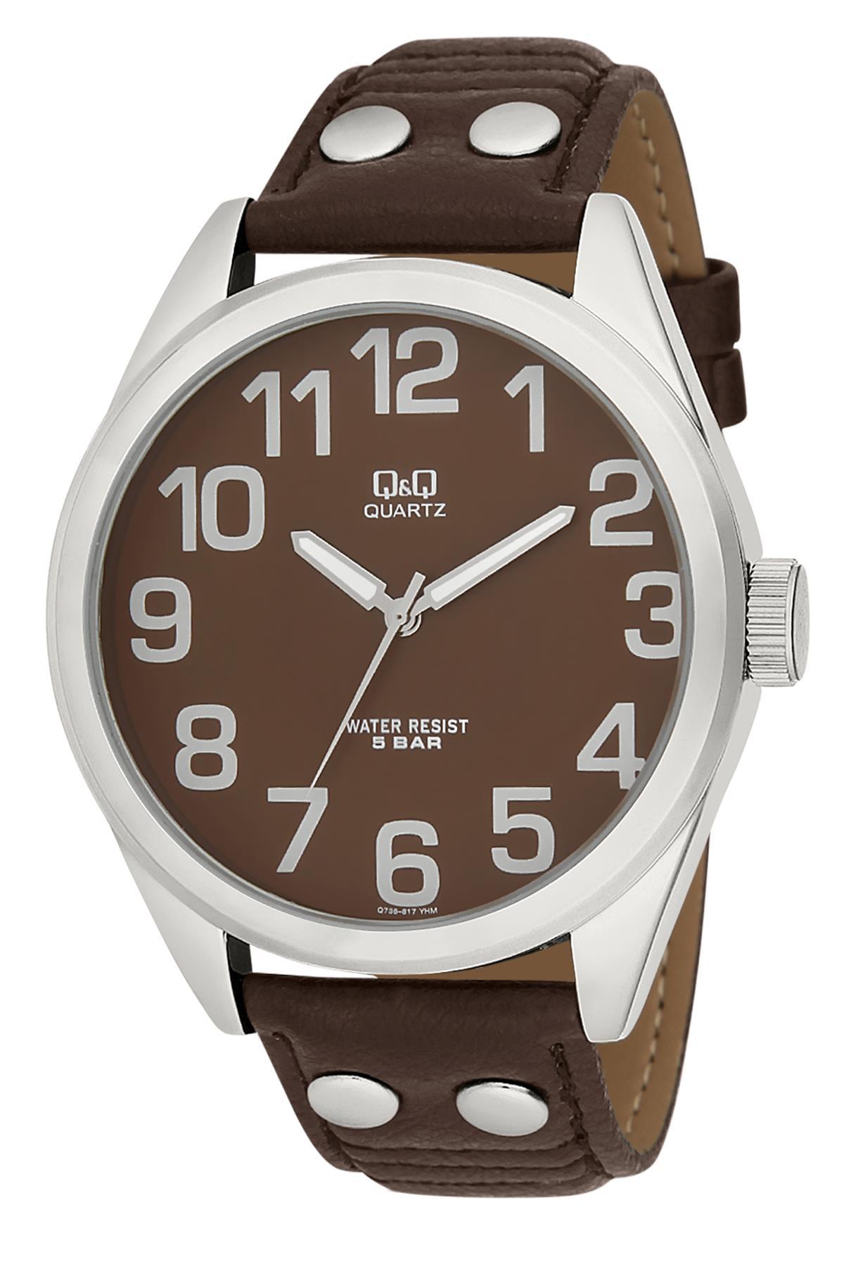 Q&Q 3B318 42 mm Kahverengi Deri Kordon Analog Erkek Kol Saati
