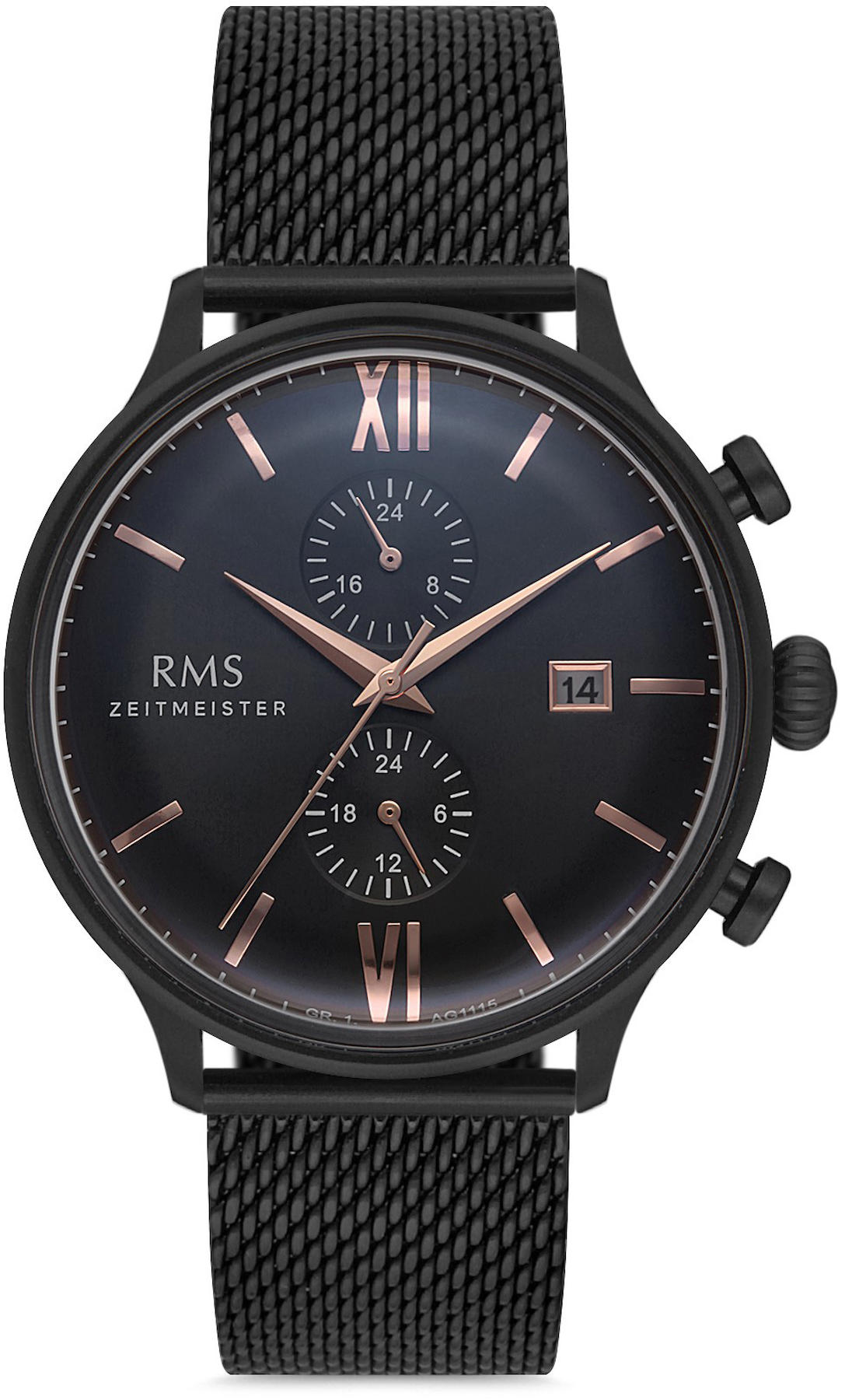 Romanson GR.1.AG1115.04 Takvimli 42 mm Siyah Hasır Kordon Analog Kol Saati