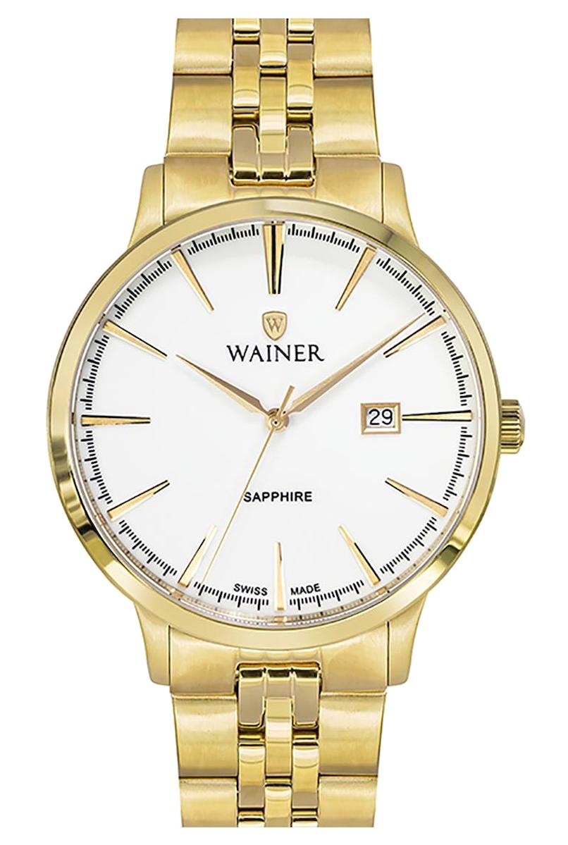 Wainer WA.11044-A Takvimli 41 mm Altın Çelik Kordon Analog Kol Saati