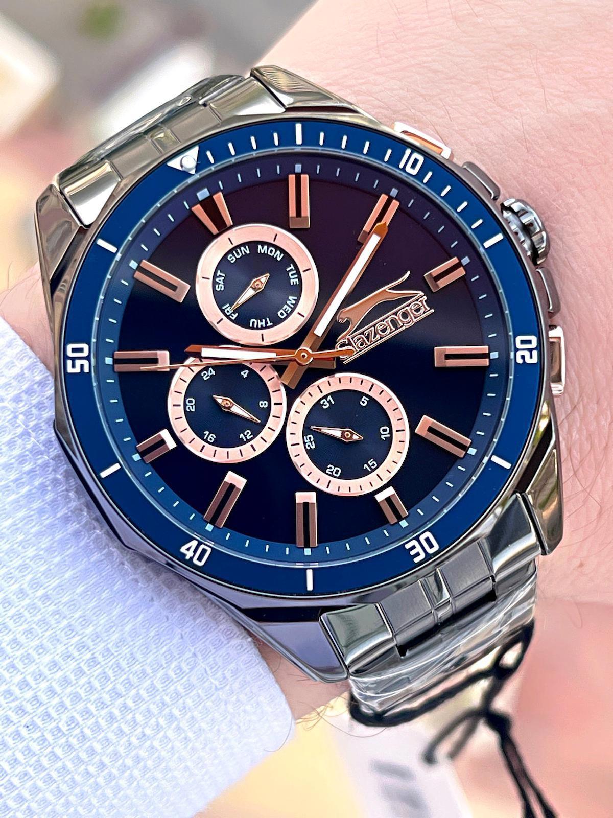 Slazenger SL.2245.2.04 Takvimli 48 mm Çelik Kordon Analog Erkek Kol Saati