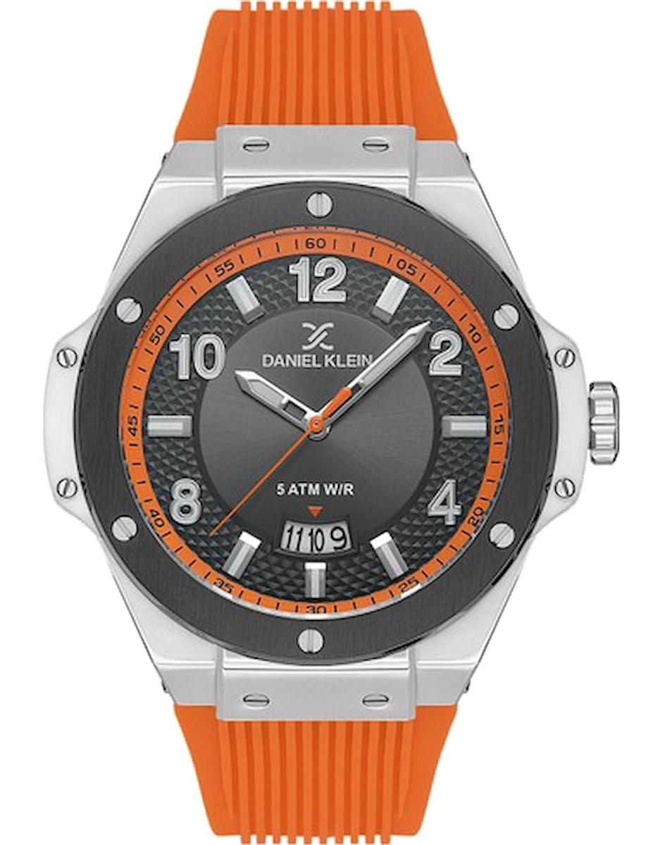 Daniel Klein DKE.1.10529-3 Takvimli 42 mm Turuncu Silikon Kordon Analog Erkek Kol Saati