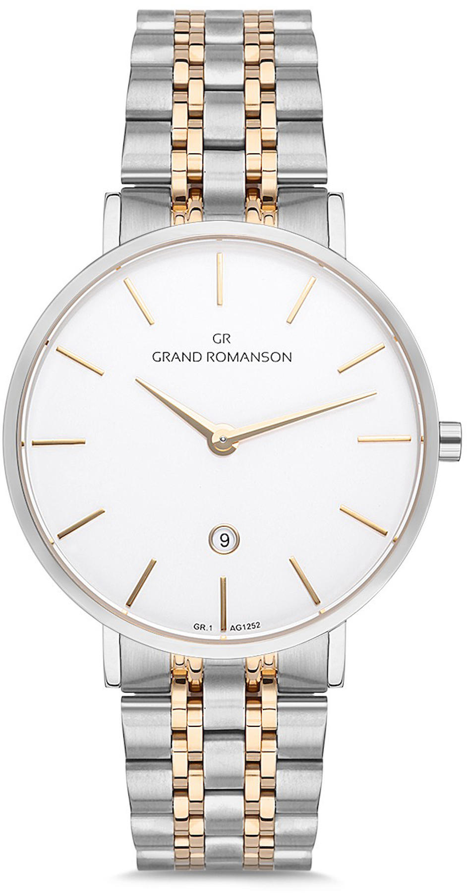 Romanson GR.1.AG1252.01 Takvimli 42 mm Gri-Rose Gold Çelik Kordon Analog Kol Saati