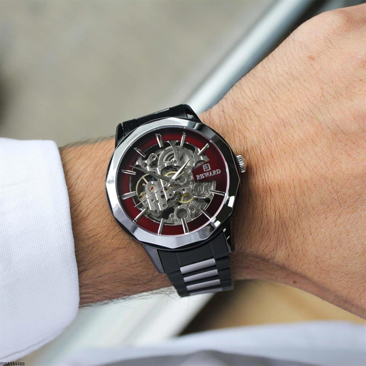 Reward RWA144488 45 mm Gri-Siyah Çelik Kordon Analog Erkek Kol Saati