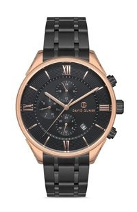 David Guner DG-8177GA-R2 Takvimli 42 mm Siyah Çelik Kordon Analog Kol Saati