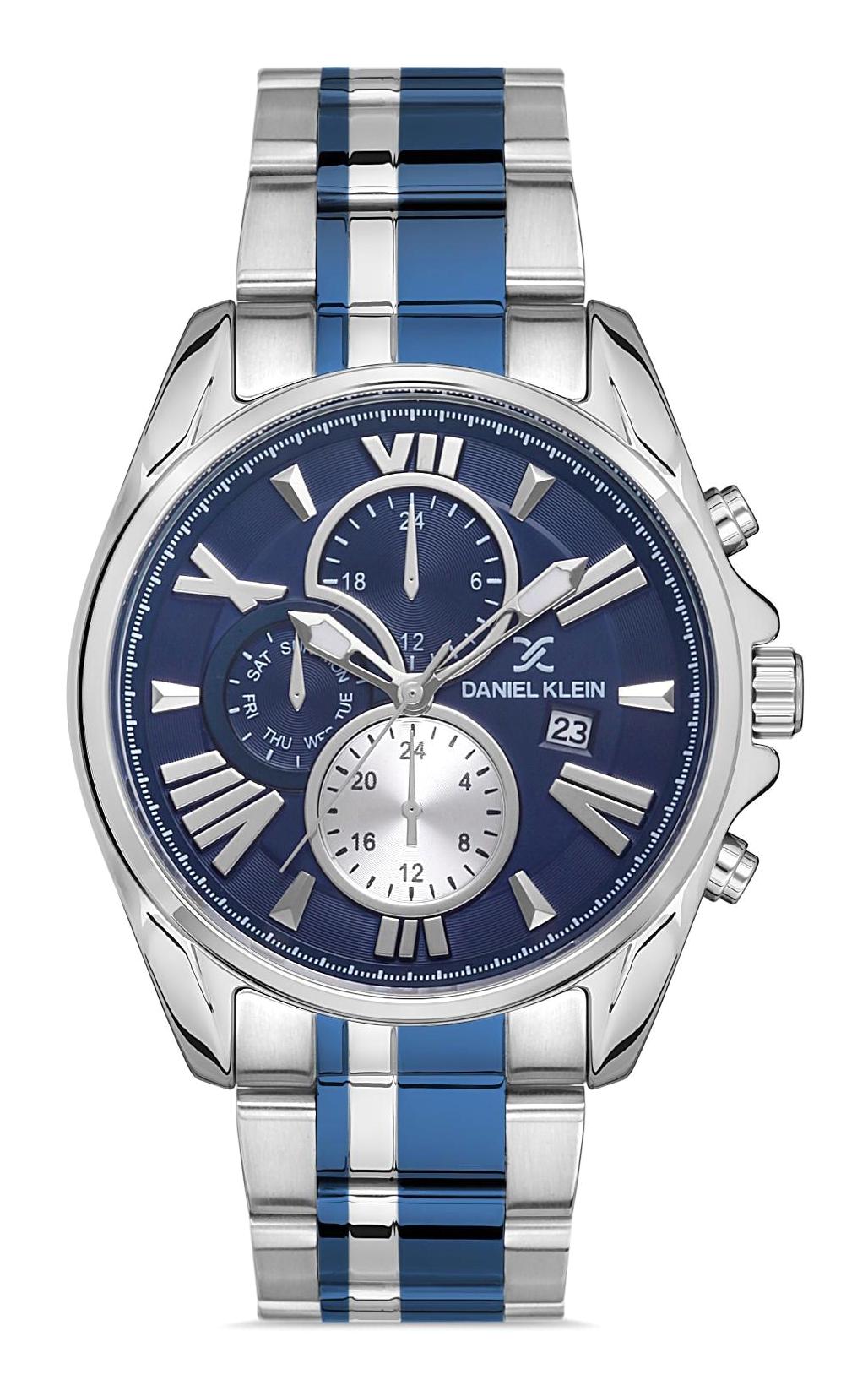Daniel Klein DK102.EDK.1.10117-4 Takvimli 42 mm Gri-Mavi Metal Kordon Analog Erkek Kol Saati