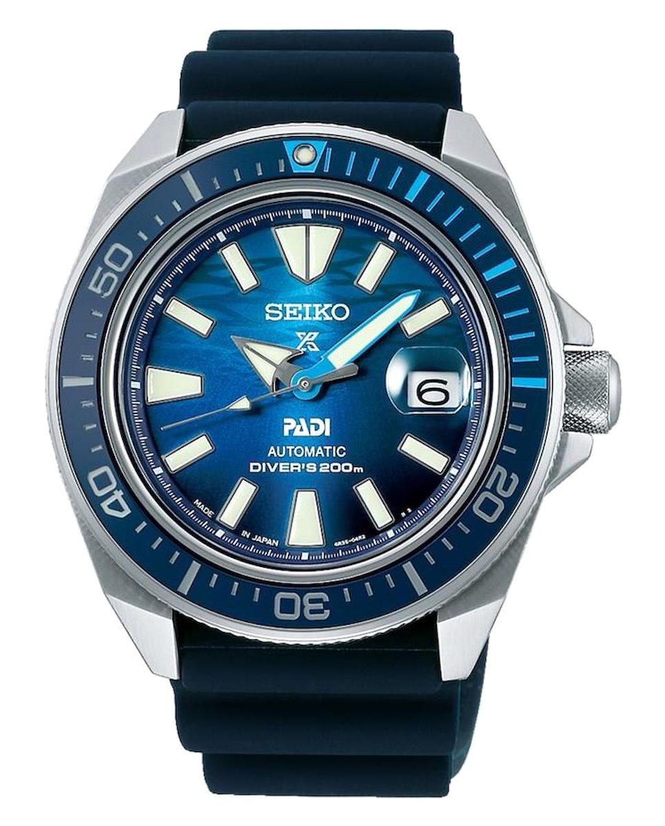 Seiko SRPJ93K1 Takvimli 43.80 mm Lacivert Silikon Kordon Analog Erkek Kol Saati