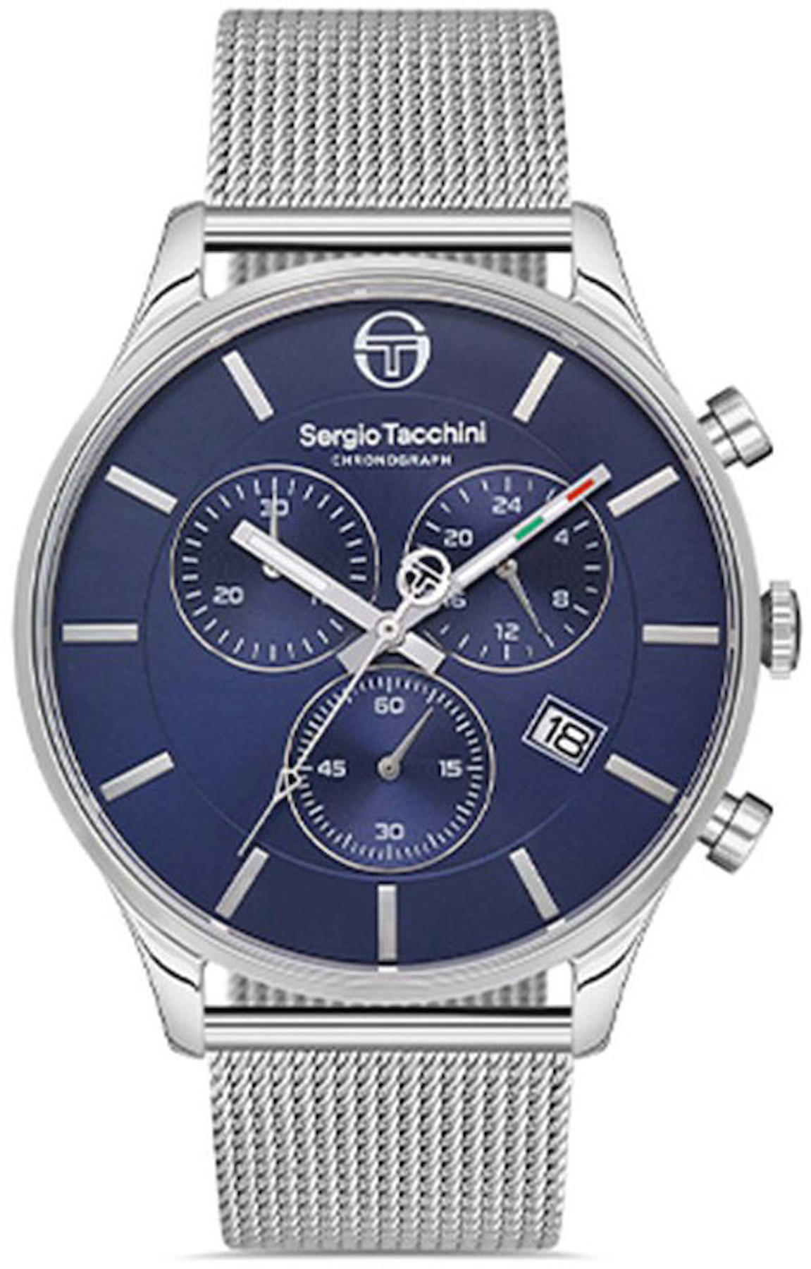 Sergio Tacchini ST.1.10234.2 Takvimli 44 mm Çelik Kordon Analog Kol Saati