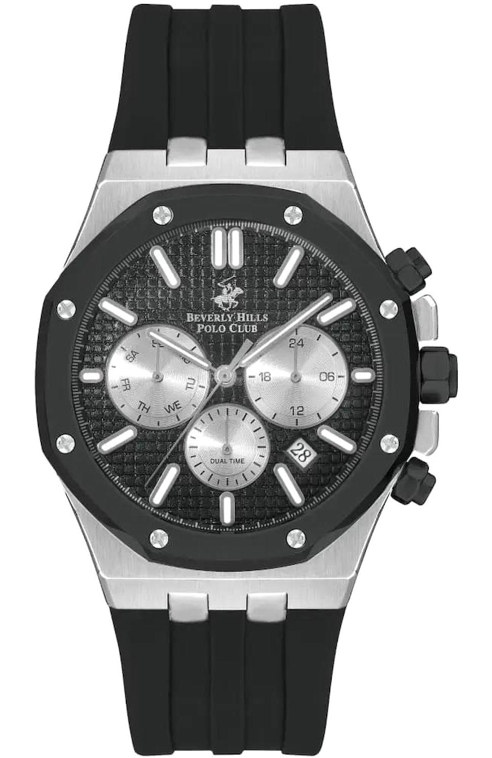Beverly Hills Polo Club BP3261X351 Takvimli 42 mm Siyah Silikon Kordon Analog Erkek Kol Saati