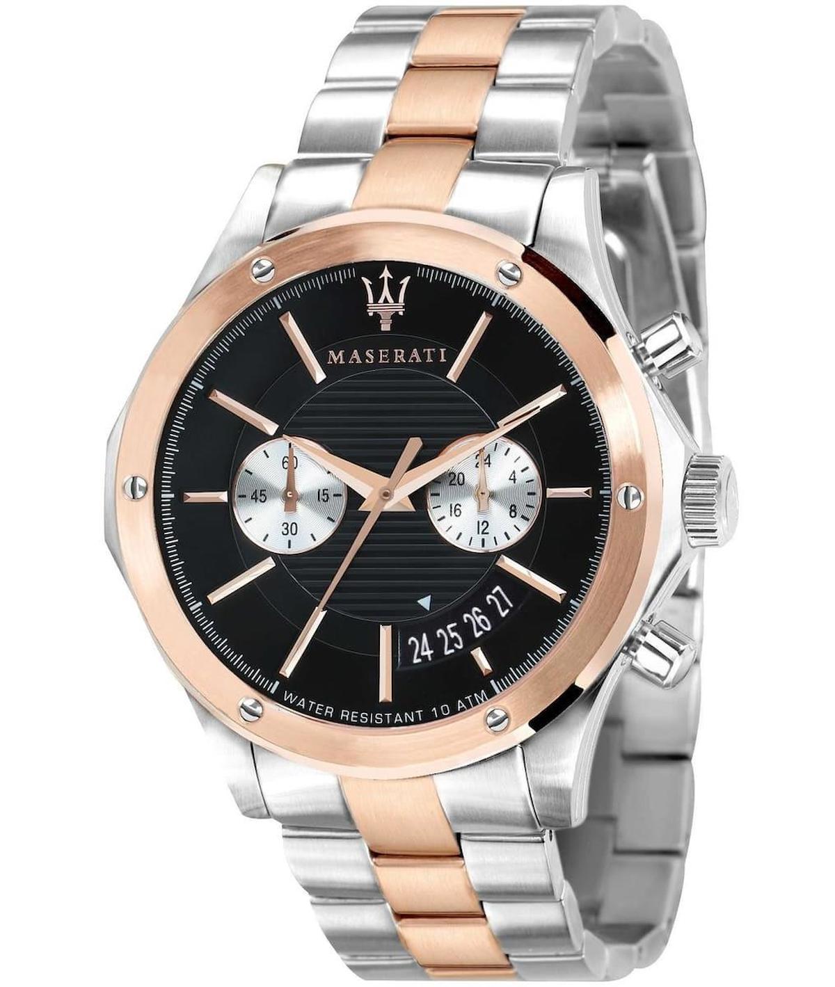 Maserati R8873627004 Takvimli 44 mm Gri-Rose Gold Çelik Kordon Analog Erkek Kol Saati