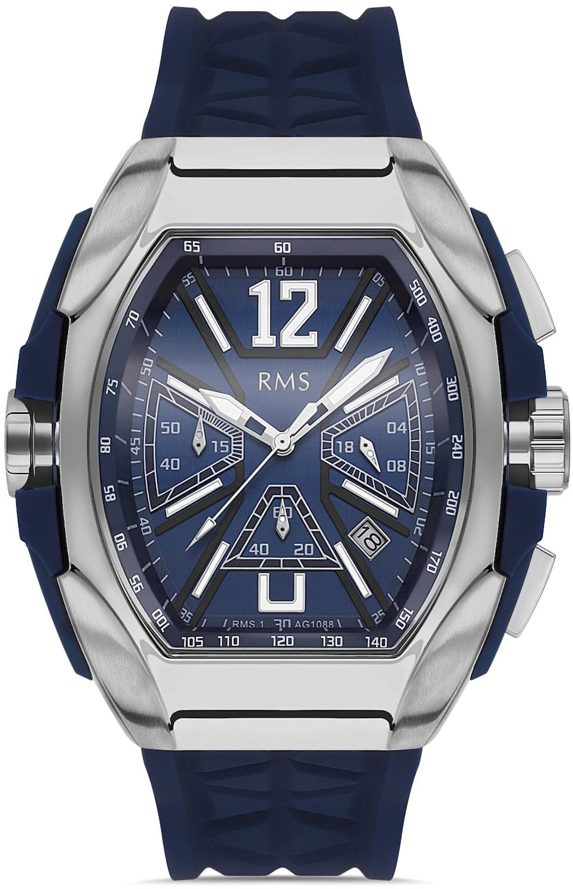 Romanson RMS.1.AG1088.09 Takvimli 41 mm Lacivert Silikon Kordon Analog Kol Saati