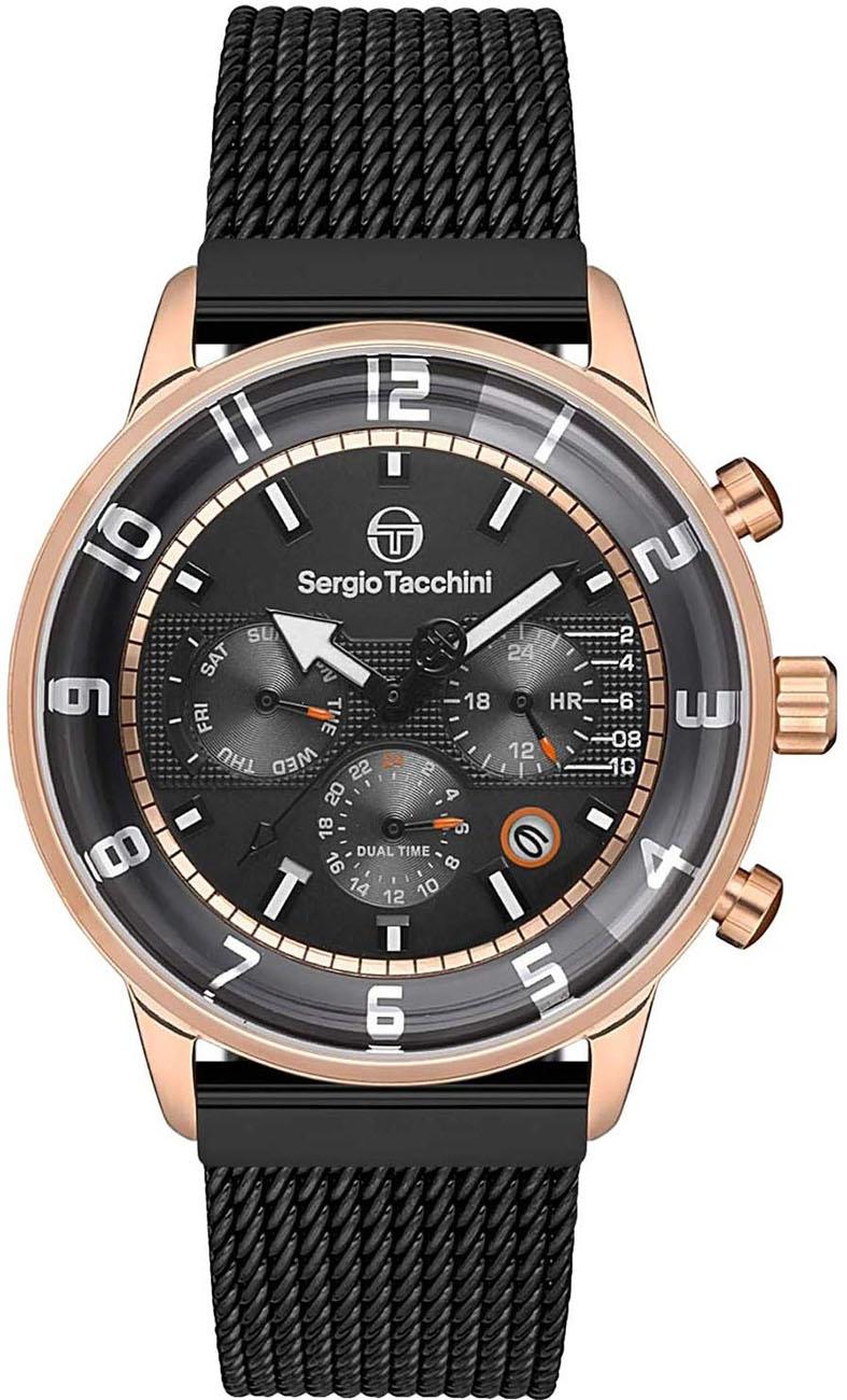 Sergio Tacchini ST.1.10188.4 Takvimli 42 mm Siyah Çelik Kordon Analog Kol Saati