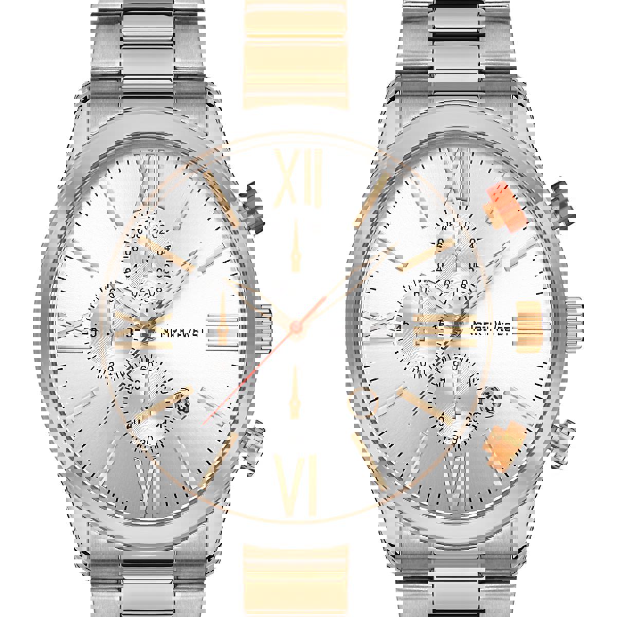 Northwest NW-2115-H Takvimli 45 mm Gri-Rose Gold Çelik Kordon Analog Kol Saati