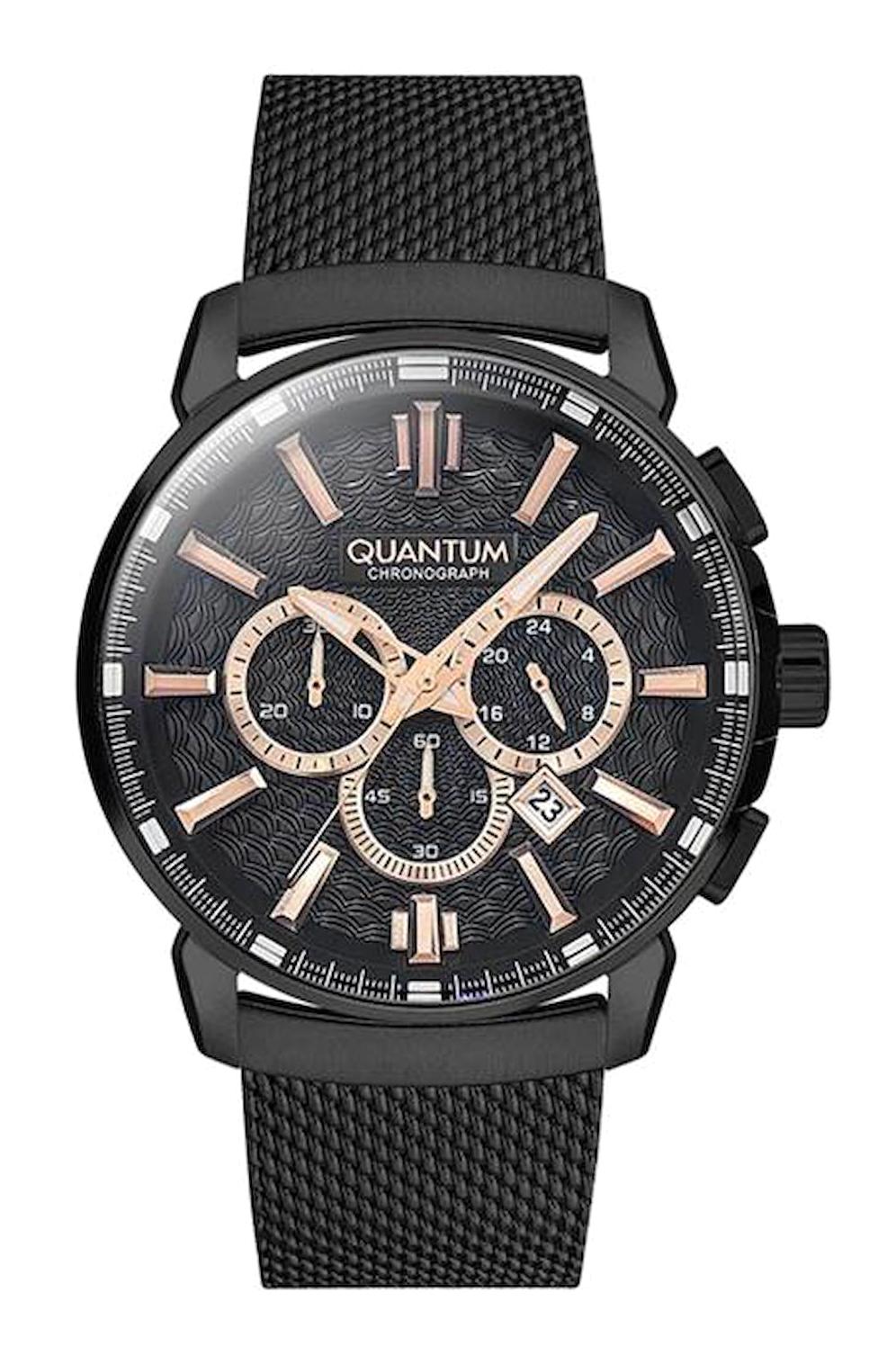 Quantum PWG940.650 Takvimli 45 mm Siyah Çelik Kordon Analog Erkek Kol Saati