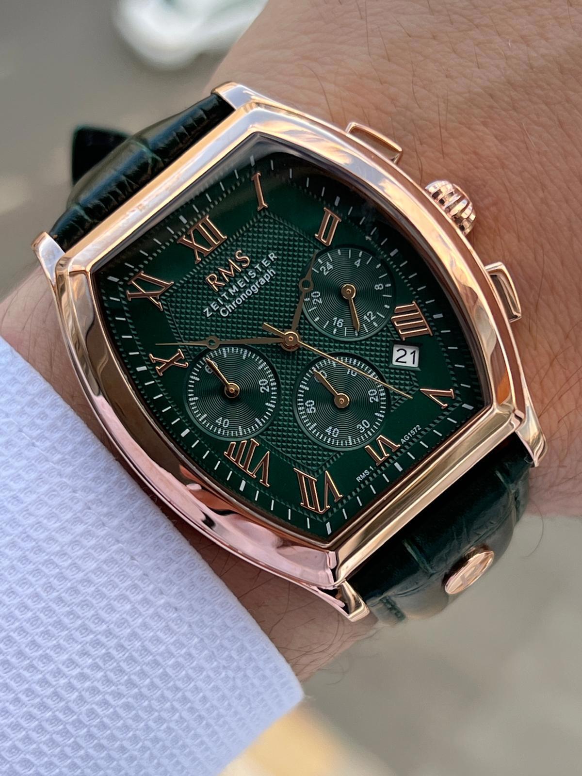 Romanson AG1572.09 Takvimli Yeşil Deri Kordon Analog Erkek Kol Saati