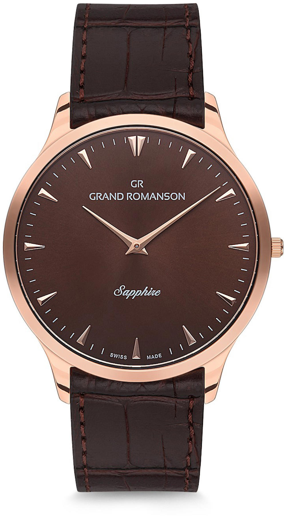 Romanson GR.1.AG1121.05 42 mm Kahverengi Deri Kordon Analog Kol Saati