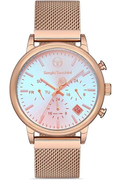 Sergio Tacchini ST.1.10219.2 Takvimli 40 mm Rose Gold Çelik Kordon Analog Kol Saati