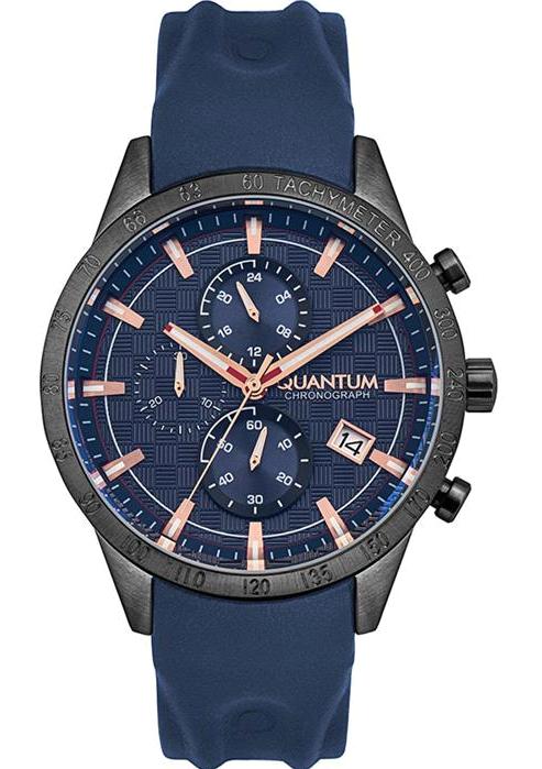 Quantum ADG853.099 Takvimli 42 mm Mavi Deri Kordon Analog Erkek Kol Saati