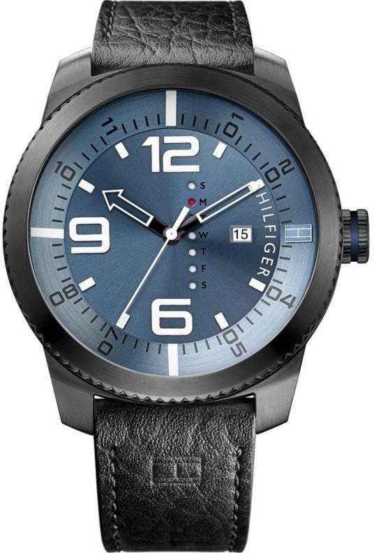 Tommy Hilfiger TH1791016 Takvimli 44 mm Siyah Deri Kordon Analog Kol Saati
