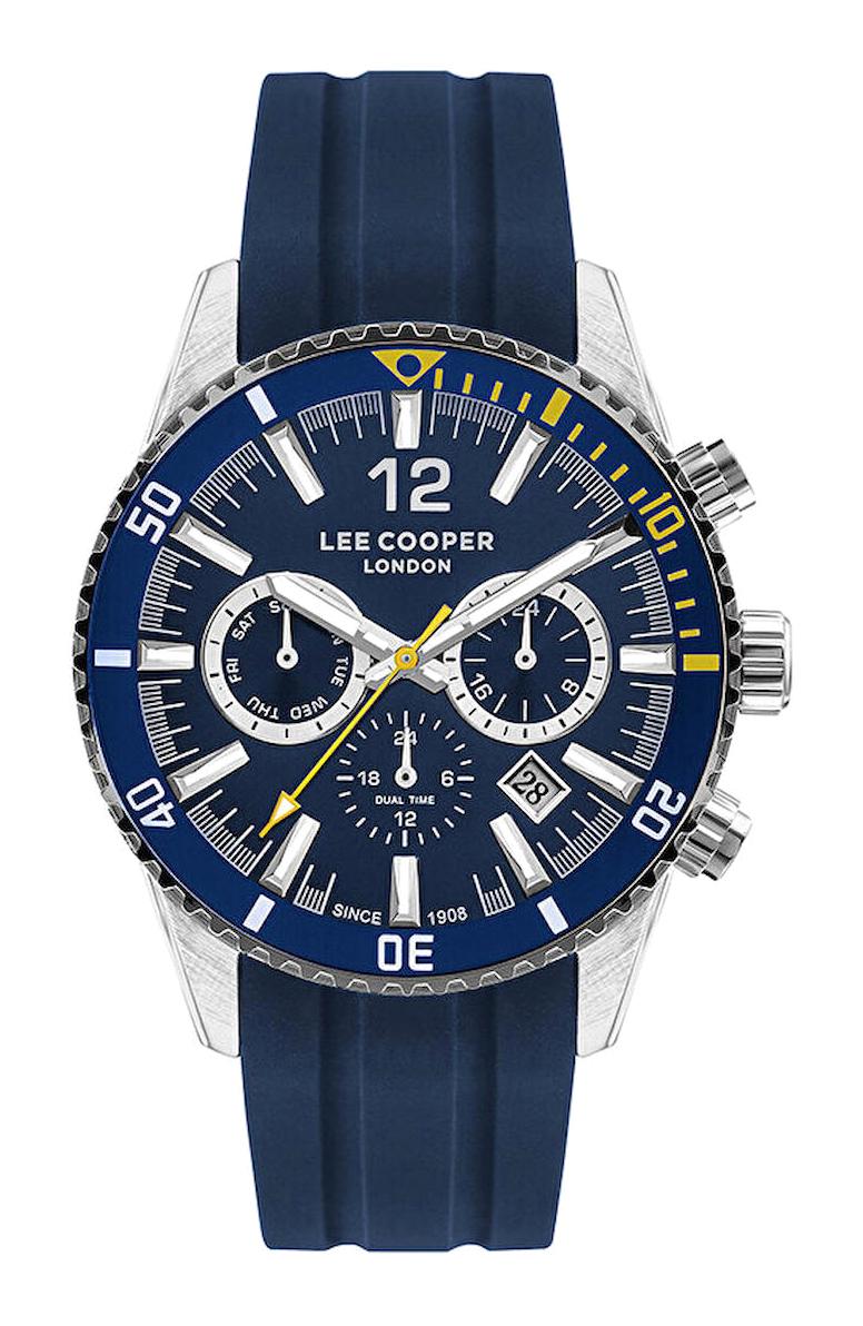 Lee Cooper LC07628.399 Takvimli 43 mm Mavi Silikon Kordon Analog Erkek Kol Saati