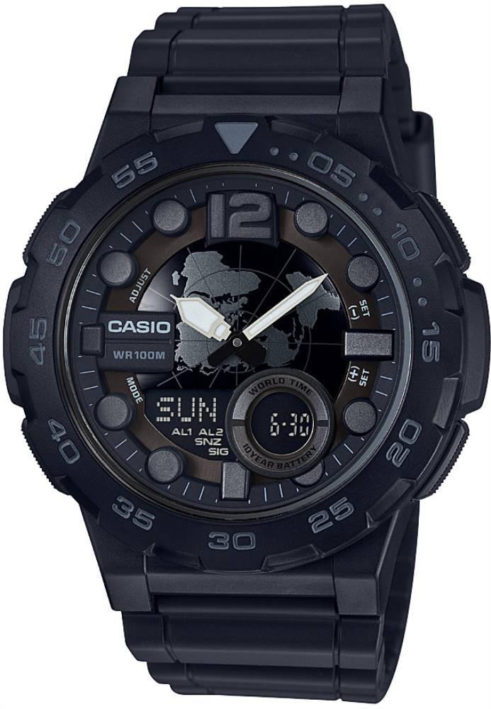 Casio AEQ-100W-1BVDF Takvimli 47.7 mm Siyah Çelik Kordon Analog Kol Saati