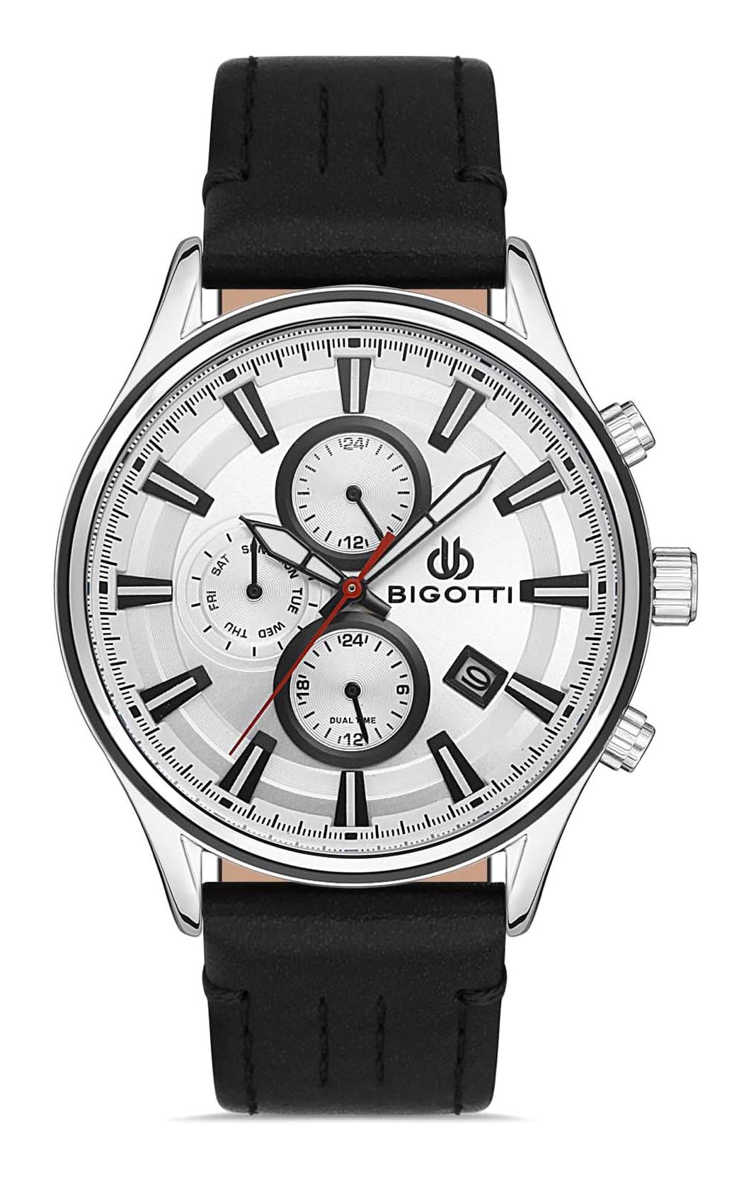 Bigotti BG.1.10422.1 Takvimli 44 mm Siyah Deri Kordon Analog Erkek Kol Saati