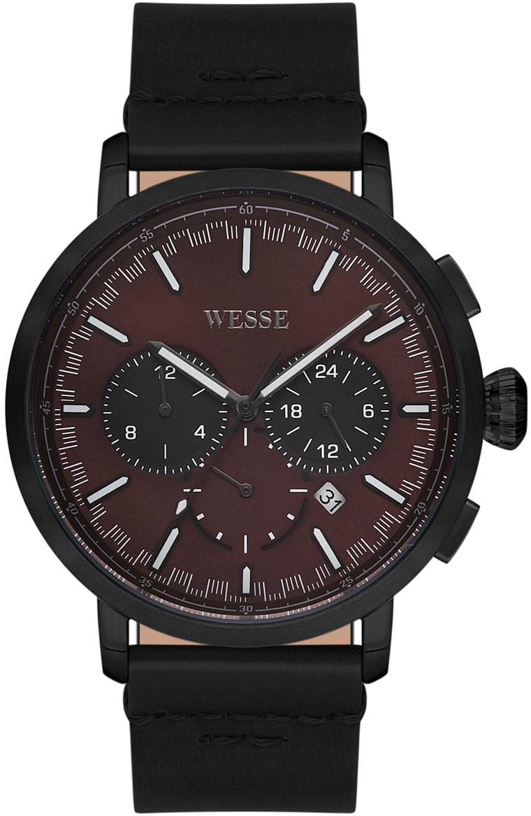 Wesse WWG800202L 45 mm Siyah Deri Kordon Analog Kol Saati
