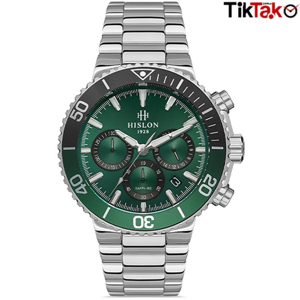 Hislon MS137T-15SS Pusulalı Takvimli Çelik Kordon Analog Kol Saati