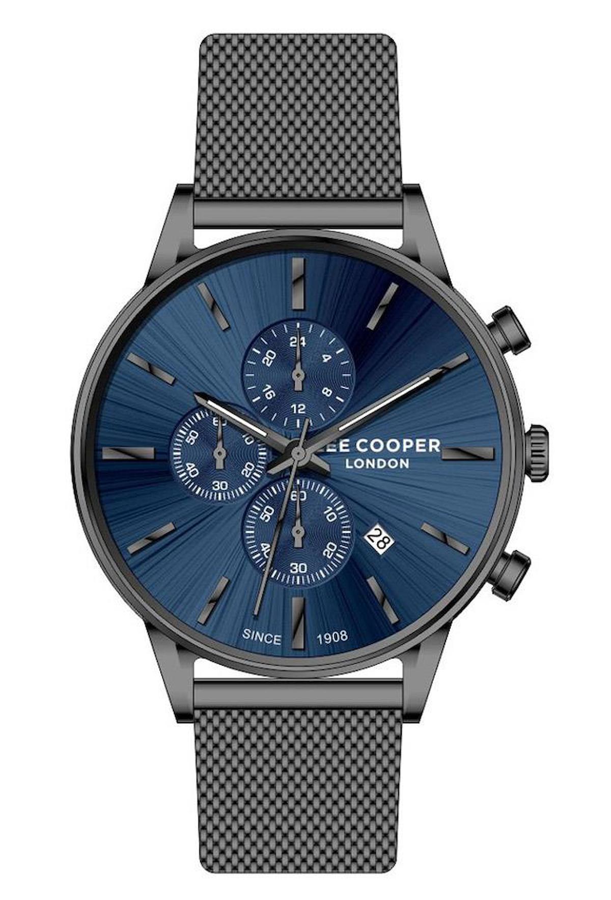Lee Cooper LC07687.090 Takvimli 42 mm Antrasit Metal Kordon Analog Erkek Kol Saati