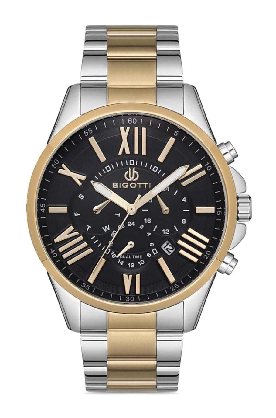 Bigotti BG.1.10229.4 Takvimli 44 mm Altın-Çelik Kordon Analog Erkek Kol Saati
