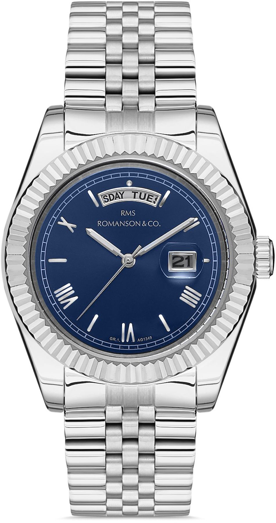 Romanson GR.1.AG1349.04 Takvimli 43 mm Çelik Kordon Analog Kol Saati