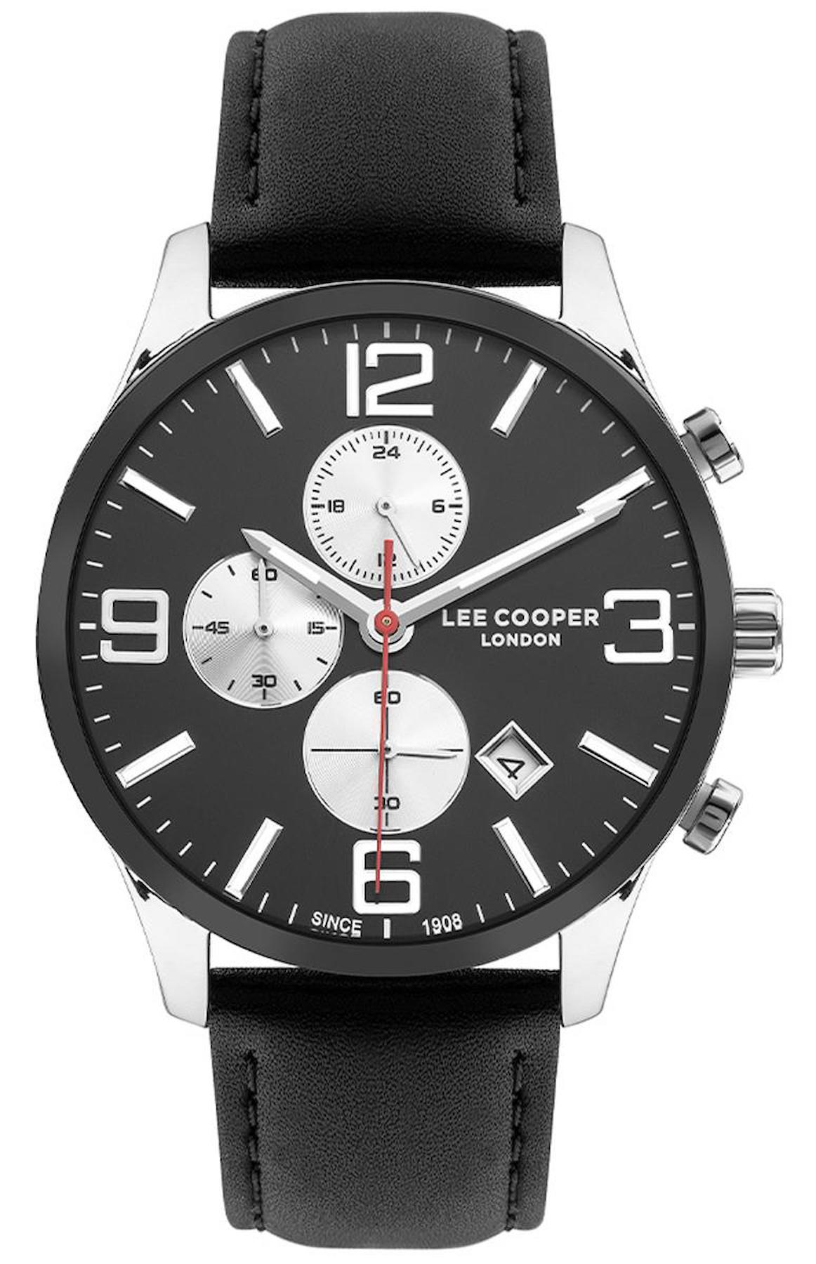 Lee Cooper LC07713.351-NM Takvimli Siyah Deri Kordon Analog Erkek Kol Saati