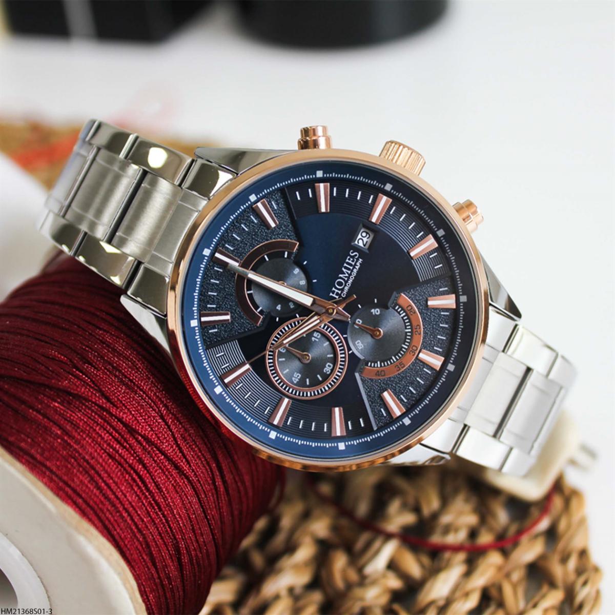 Homies HM21368S01-3 Pusulalı Takvimli 45 mm Çelik Kordon Analog Erkek Kol Saati