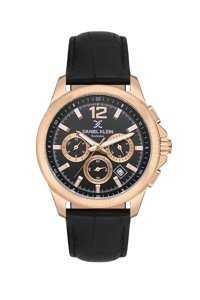 Daniel Klein DK.1.13671.4 Takvimli 42 mm Siyah Deri Kordon Analog Kol Saati